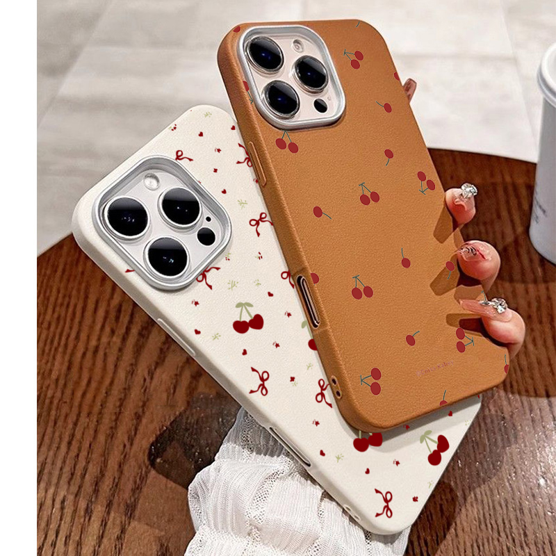 Phone Cases Cute - Cute Cartoon Cherry Leather Phone Case