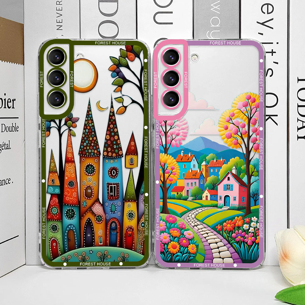 Phone Cases Uae - Hand Painted Forest House Clear Phone