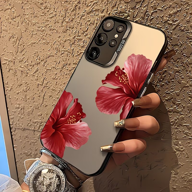 Gradient Color Case - Red Hibiscus Floral Pattern Phone Case