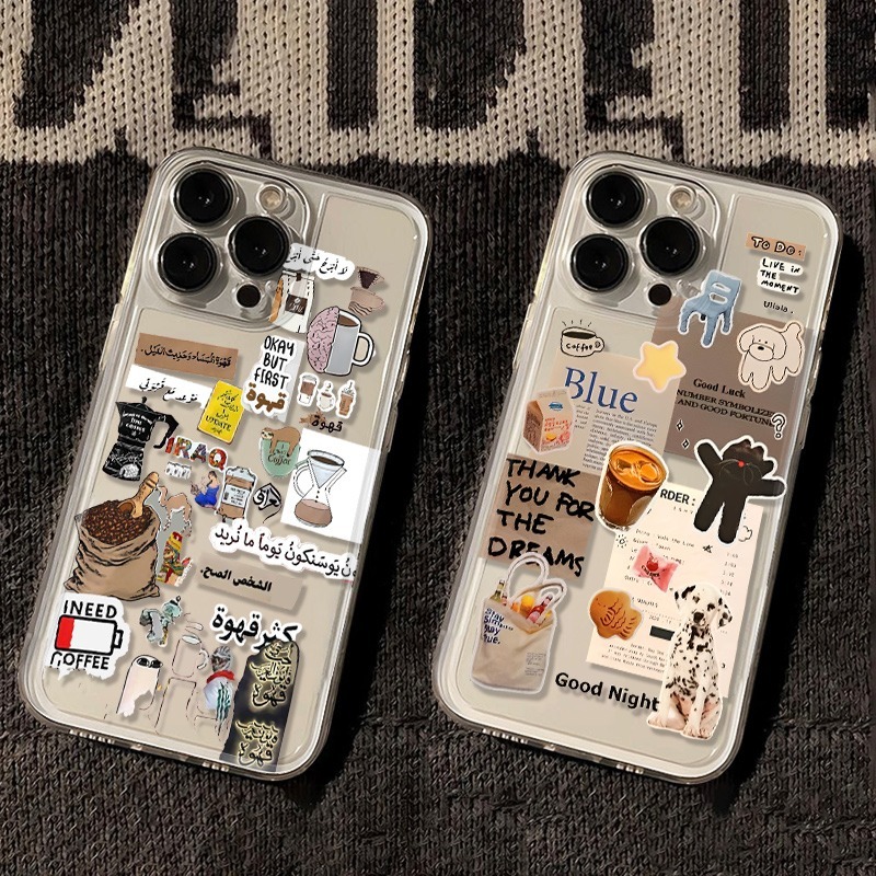 Phone Cases Clear - I Love Coffee Pattern Phone Case