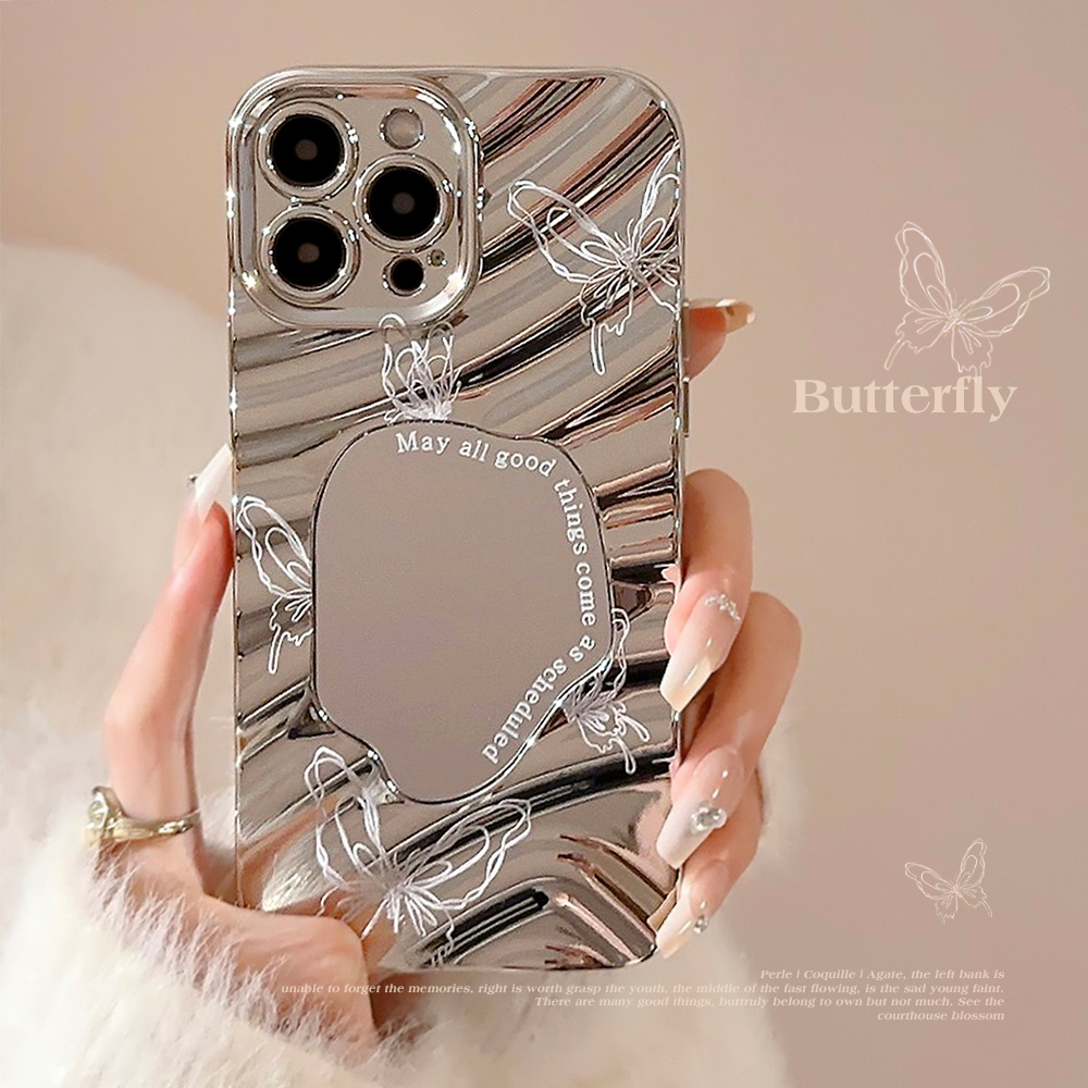 Luxury Plating Case - Luxury Silver Wavy Plating Make Up