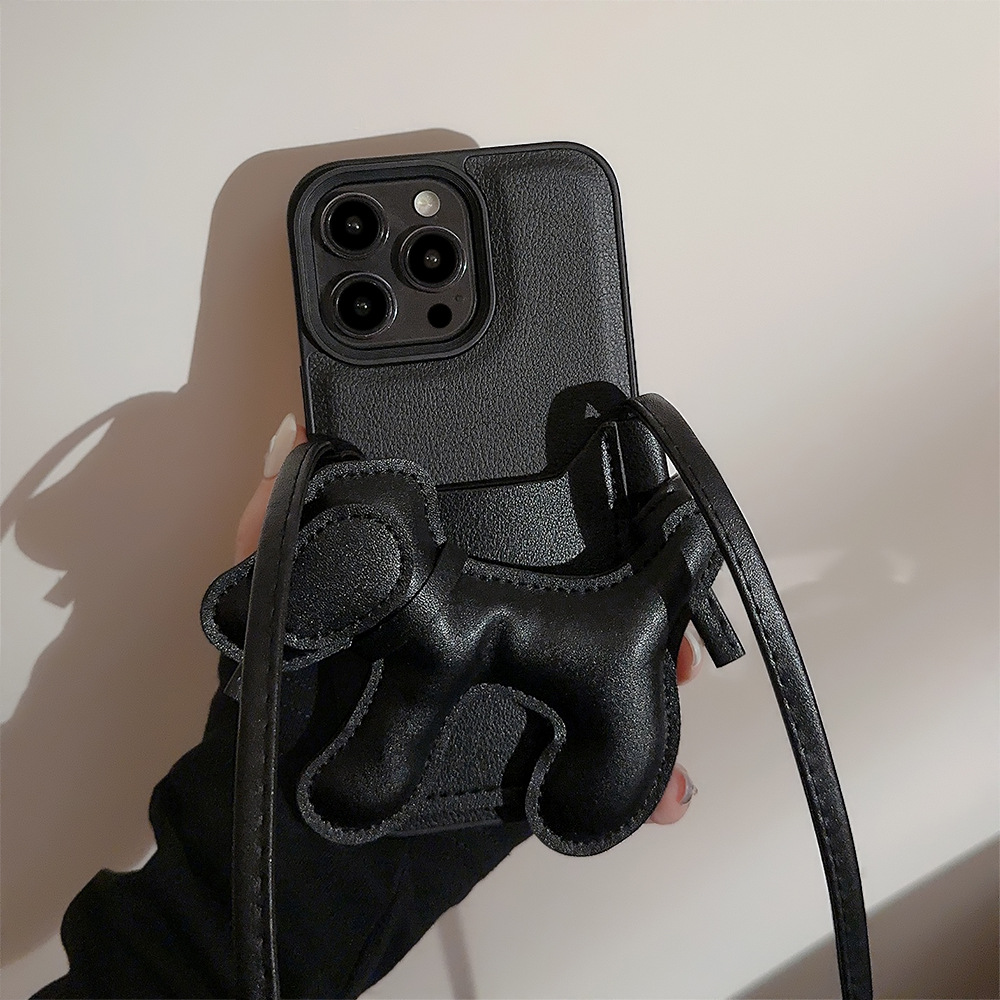 Phone Cases Diy - Korean Black Crossbody Lanyard DIY Puppy
