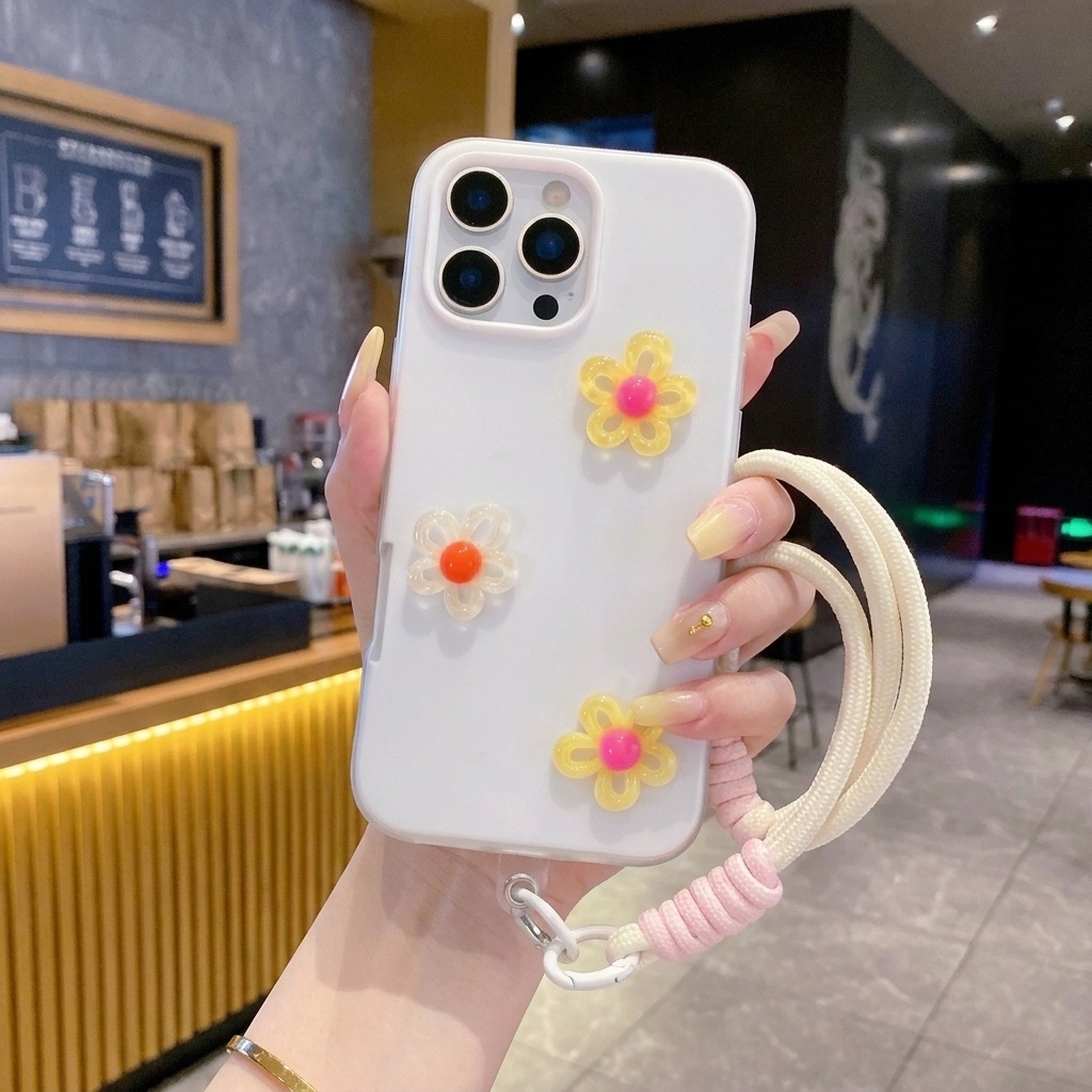 Phone Cases Diy - White With 3D Diy Colorful Flower