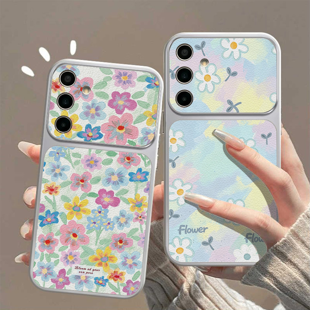 Phone Cases Leather - Colorful Floral Leather Phone Case For