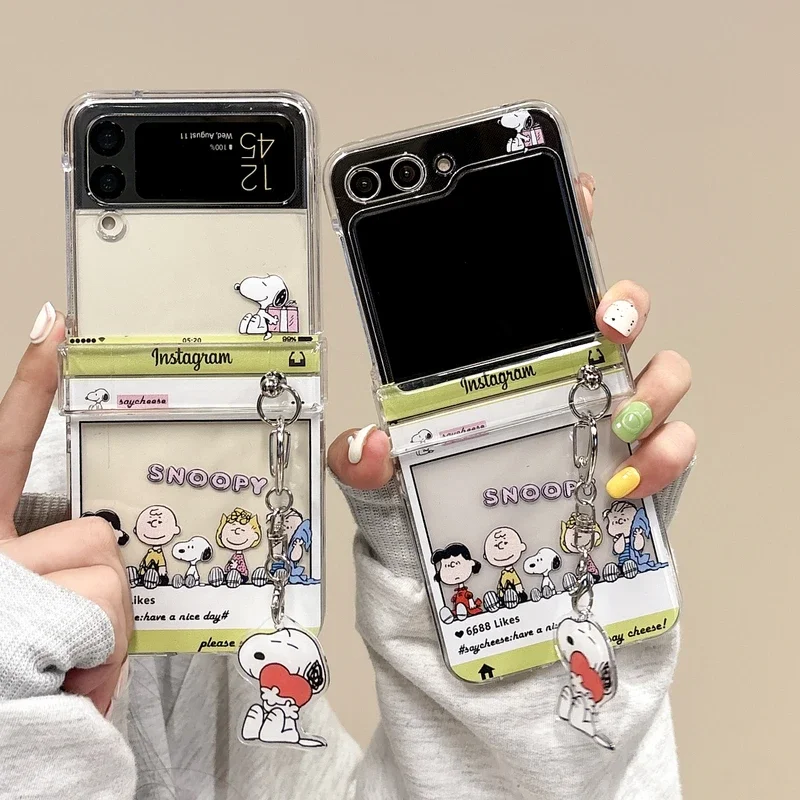 Phone Cases Z Flip 6 - Cute Cartoon Snoopy Charlie Brown Transparent