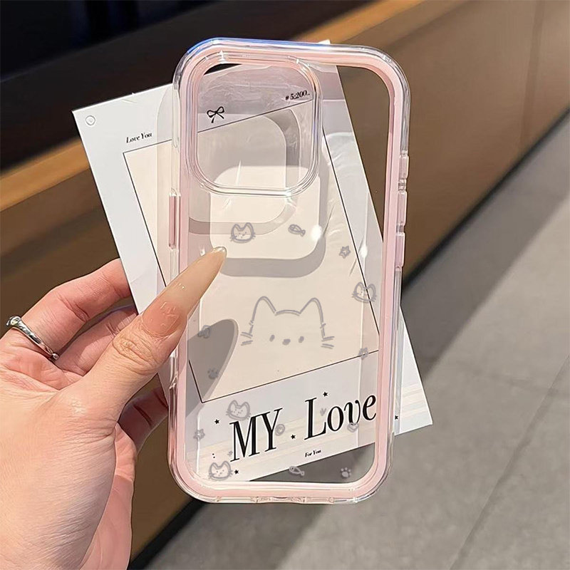 Cute gray line cat 2in1 Clear  - огляд і ціна Phone Cases Cat