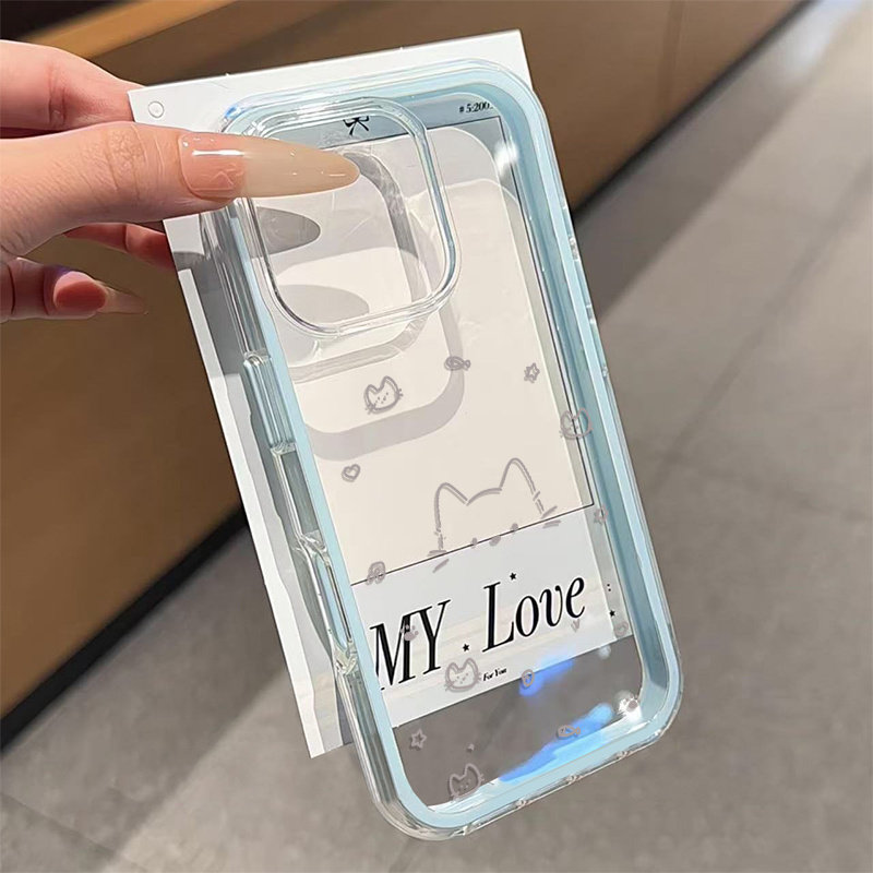 Cute gray line cat 2in1 Clear  - огляд і ціна Phone Cases Cat
