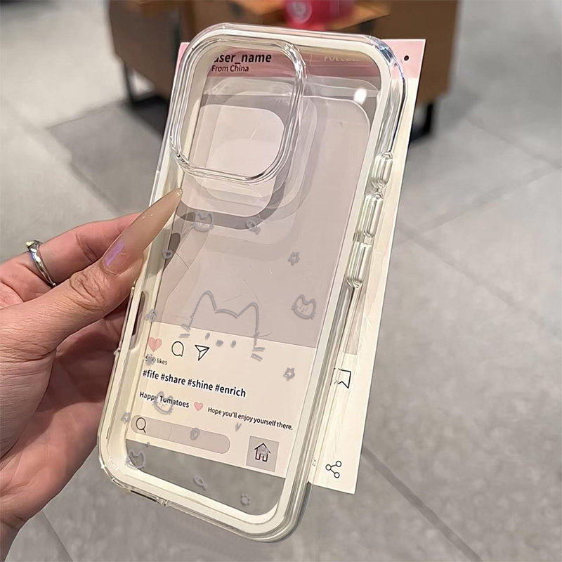Cute gray line cat 2in1 Clear  - огляд і ціна Phone Cases Cat