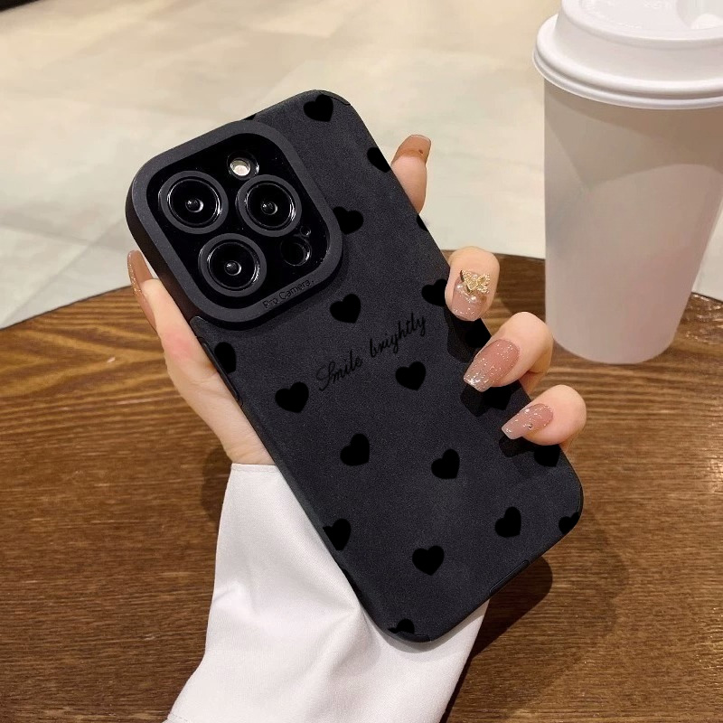 New Luxury Black Love Heart So - огляд і ціна Phone Cases Leather
